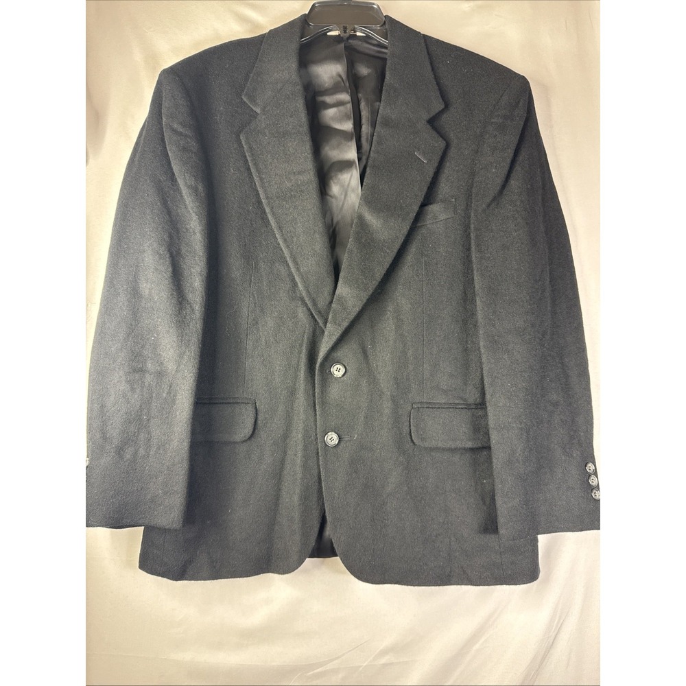 Hunt Valley 100% Camel Hair Sport Coat Blazer Black‎ 2 Button Mens 40s